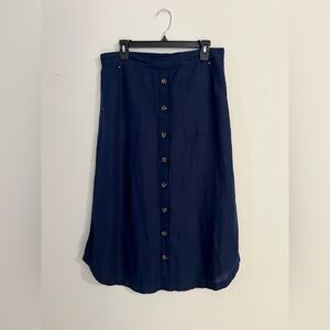 Joules Navy Blue Midi A-Line Skirt